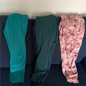 Set of Three Leggings in Teal, Dark Green, and Pink Tie-Dye Maurice’s GAIAM L